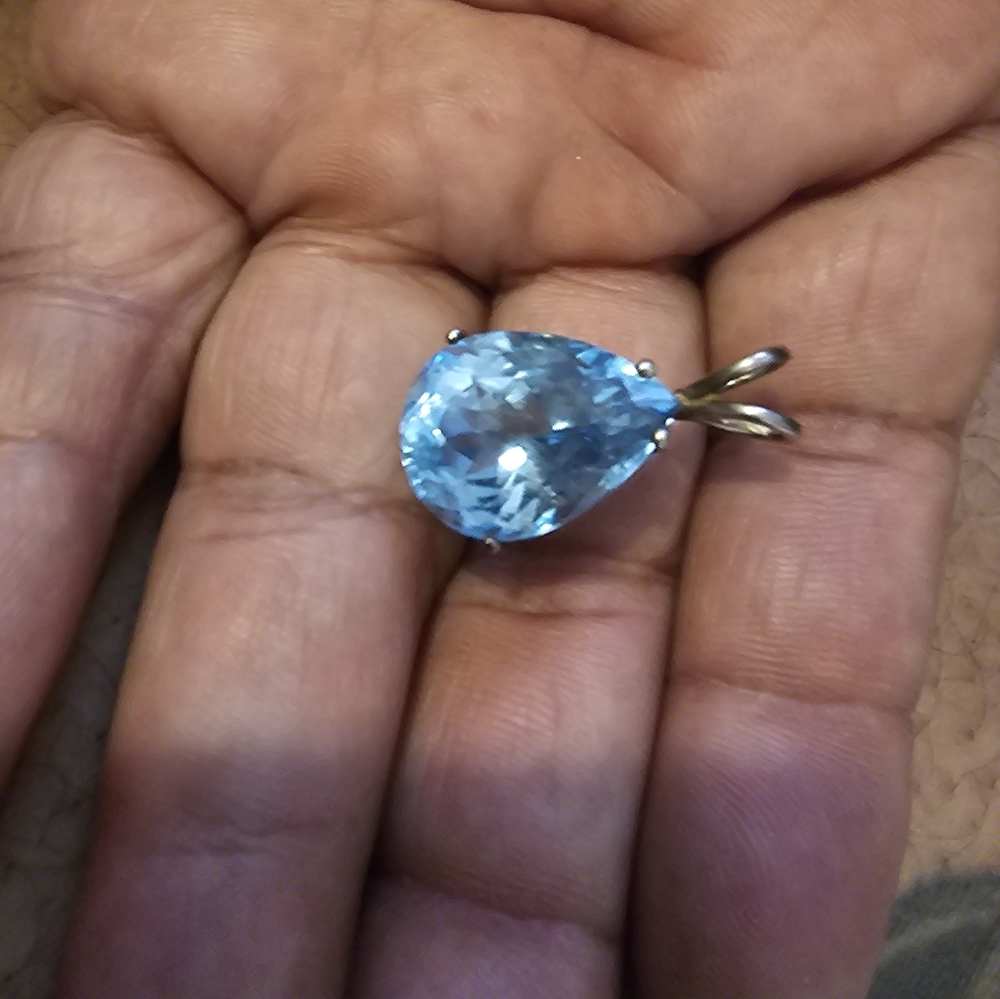 Large topaz silver pearshaped pendant